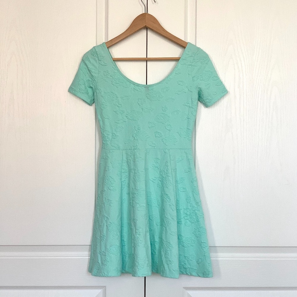 Light Mint Blue Floral Pattern Dress